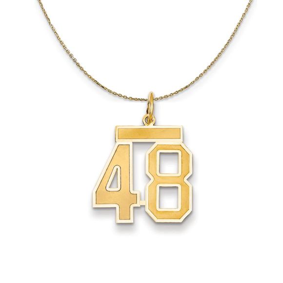14k Yellow Gold, Jersey, Med Number 48 Necklace - 30 Inch - Picture 1 of 7